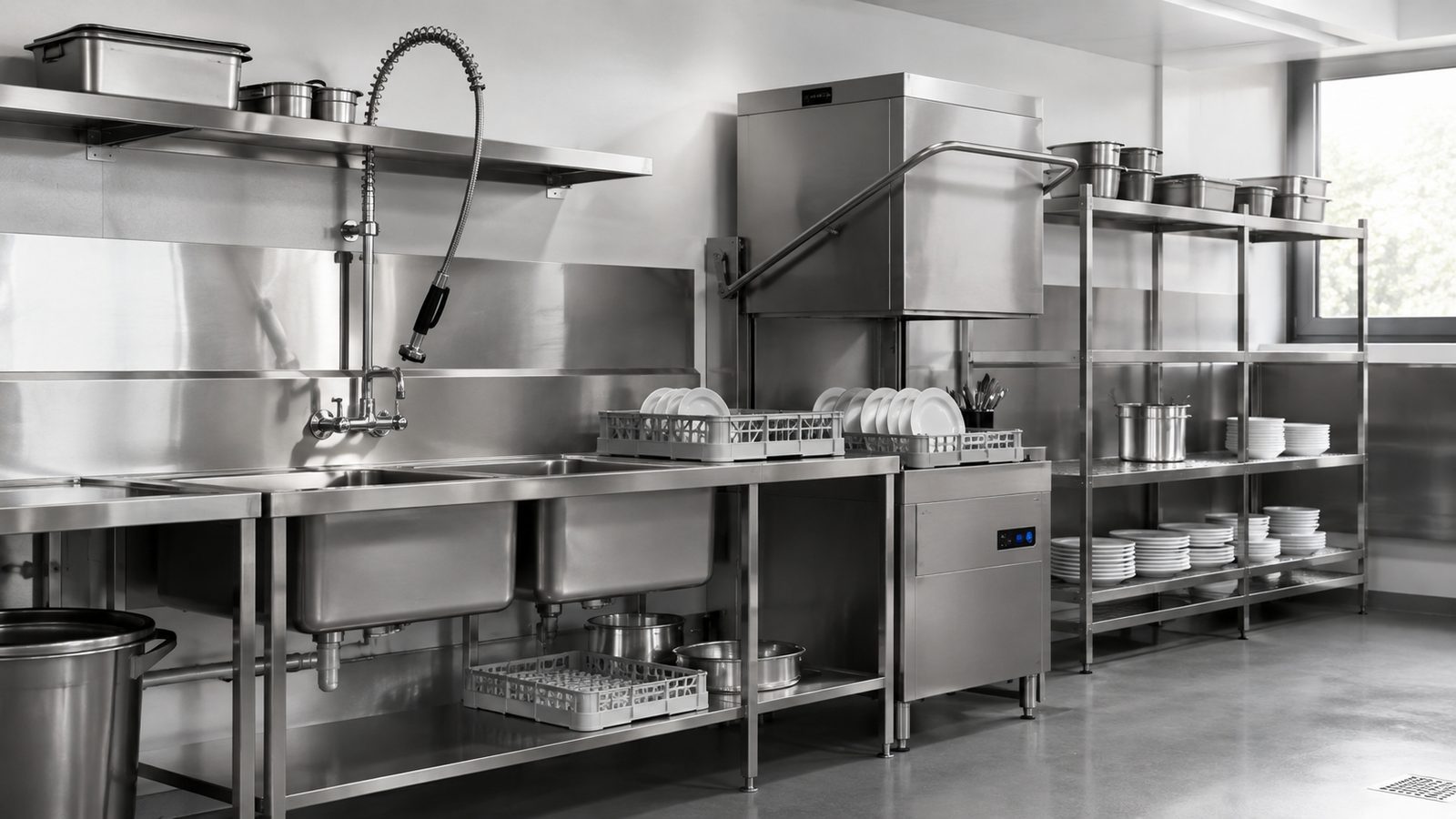 Cómo organizar la zona de lavado de una cocina profesional
